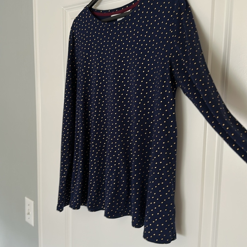 Women’s Boden Navy Gold Polka Dot Top Blouse size Small - Picture 3 of 16